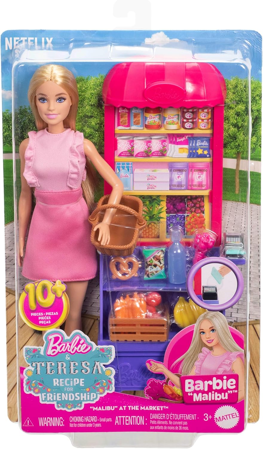 Thumbnail 5 de Barbie und Teresa Rezept für Freundschaft: Malibu auf dem Markt Spielset mit 11 Zubehörteilen