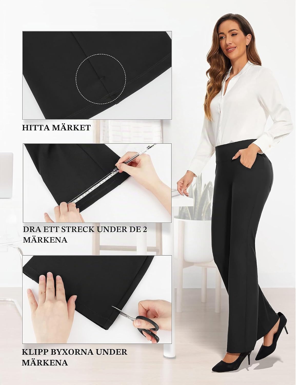 Detalle 2 de Desol Bootcut Flare yogabyxor med hög midja, stretch och fyra fickor