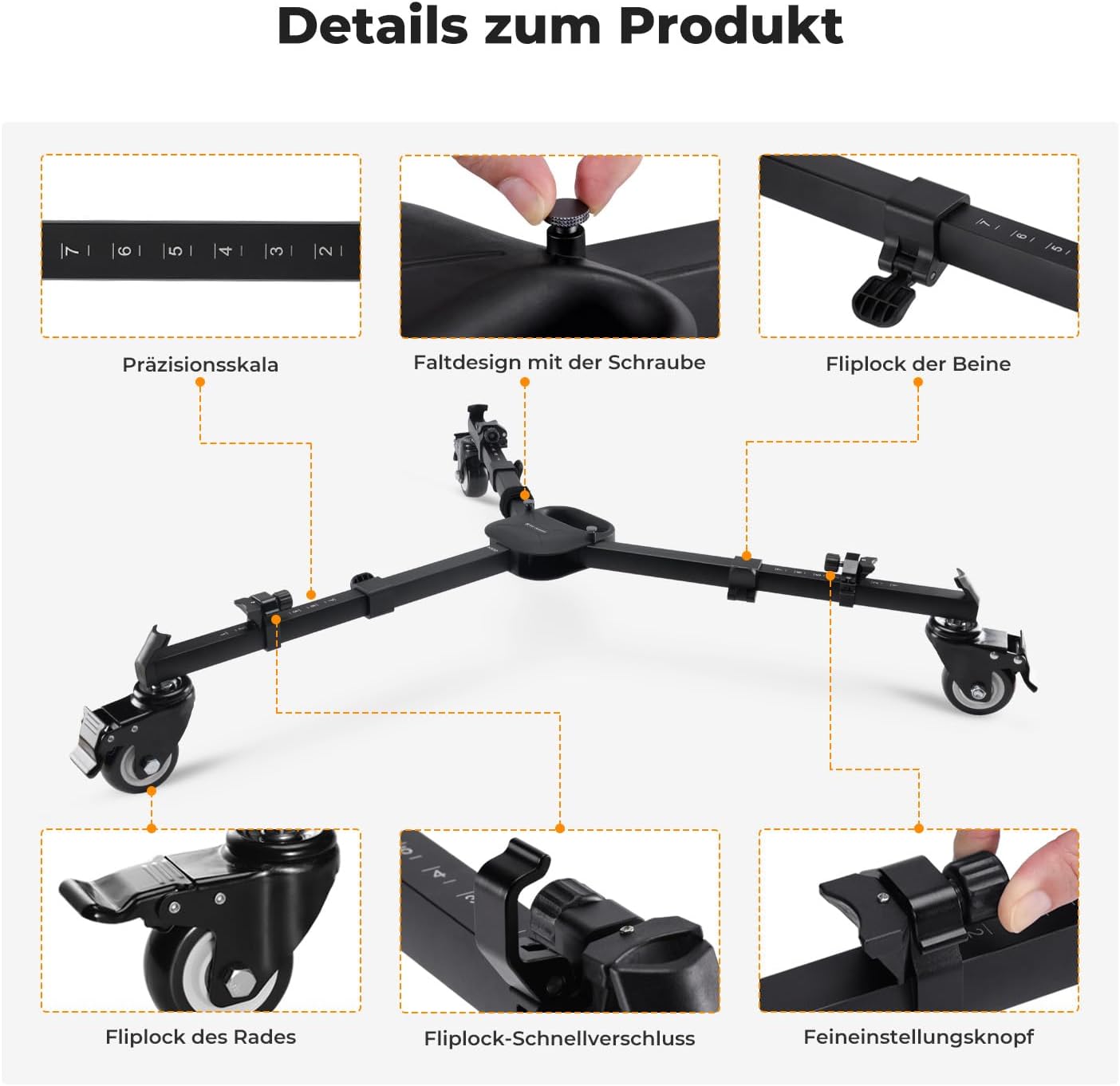 Thumbnail 5 de K&F CONCEPT Heavy Duty Tripod Dolly 38,5 cm