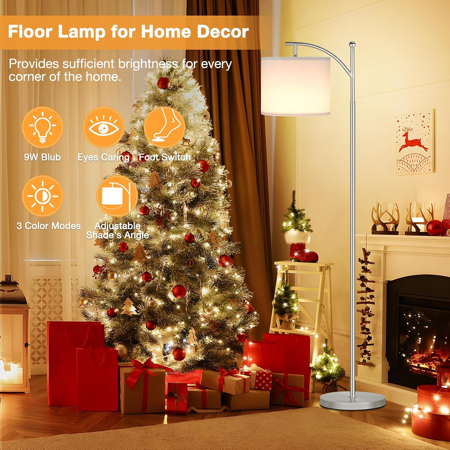 Detalle 2 de Aooshine Silver Floor Lamp 61-inch