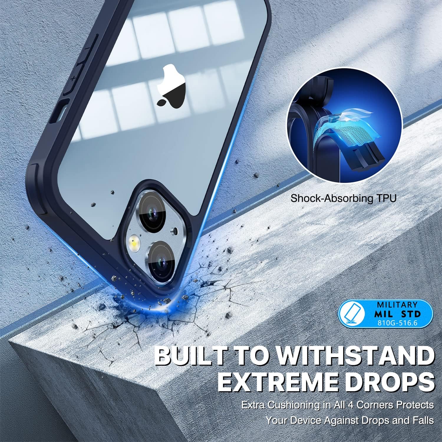 Thumbnail 4 de CENHUFO iPhone 14 Case with Built-in Glass Screen Protector and Camera Lens Shield – Ocean Blue
