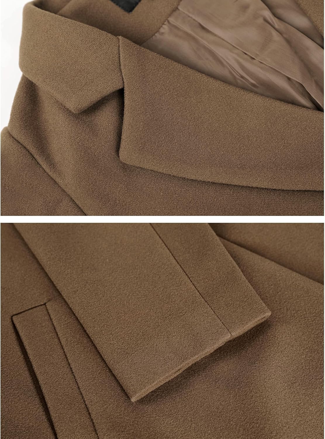 Detalle 1 de Tanming Women's Mid-Long Wool-Blend Pea Coat with Notched Lapel