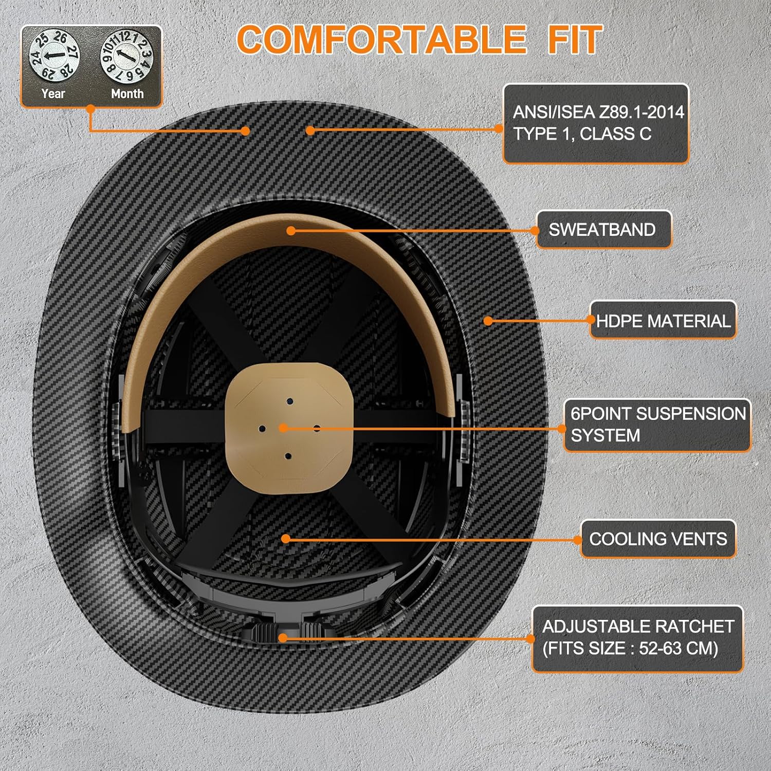 Thumbnail 3 de DS-SMAAT Structure Full Brim Hard Hat with Cooling Towel 6-point 🪖