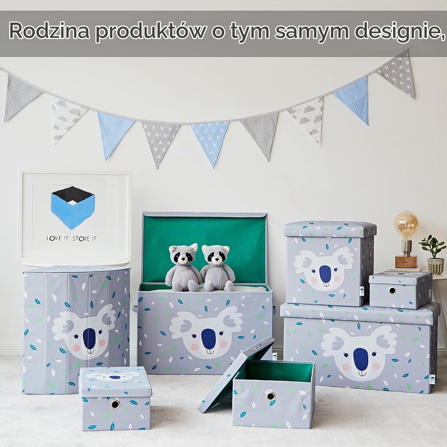 Detalle 2 de LOVE IT STORE IT skrzynia do przechowywania 92 l, MDF, szara z koalą