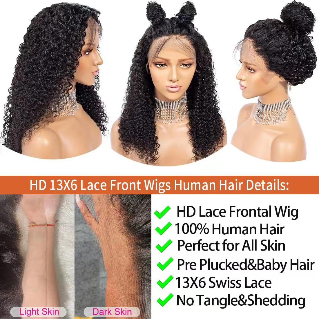 Detalle 2 de SYHGK 30 Inch Deep Wave Lace Front Wig – 13x6 HD, Human Hair, Pre-Plucked with Baby Hairs