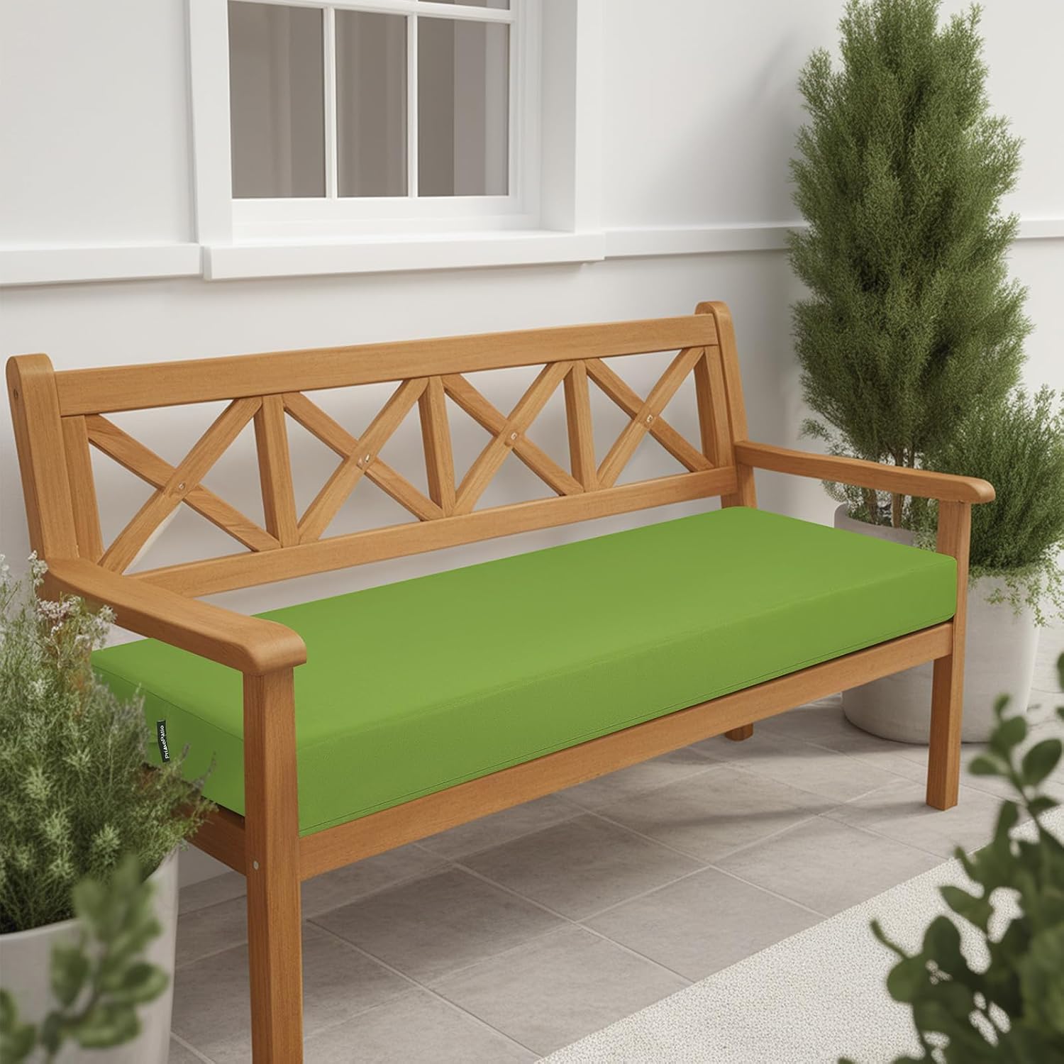 Thumbnail 6 de PRIMEPATIO Outdoor Bench Cushion – Waterproof 8cm long bench pad for patio seating (Green)