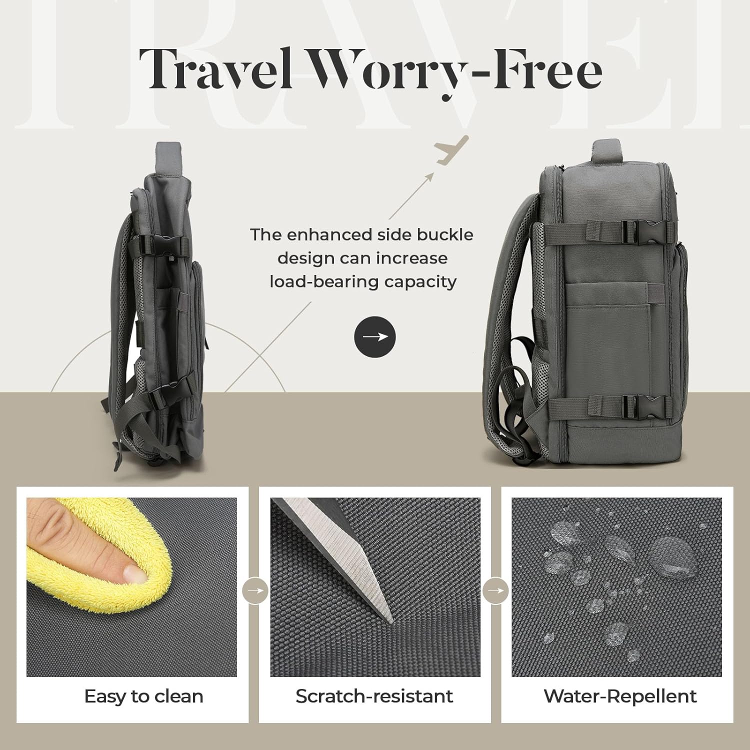 Thumbnail 5 de ZHXX for EasyJet Cabin Bag 45x36x20: 30L Underseat Backpack with Anti-Theft Design and 15.6 Inch Laptop Compartment