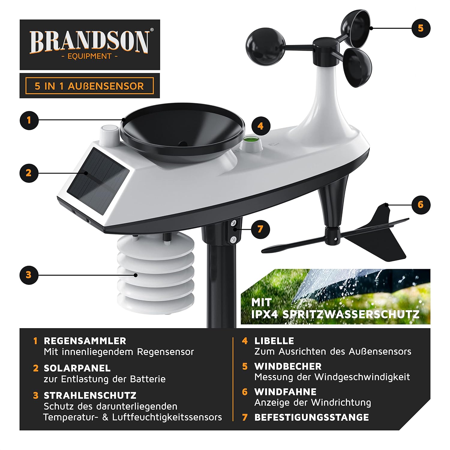 Thumbnail 2 de Brandson Funk-Wetterstation mit 5-in-1 Sensor