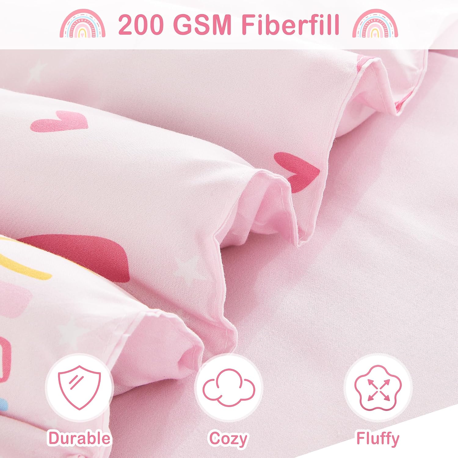 Thumbnail 3 de Mooreeke Twin Bed-in-a-Bag Set, Pink Rainbow Microfibre, 6 Pieces