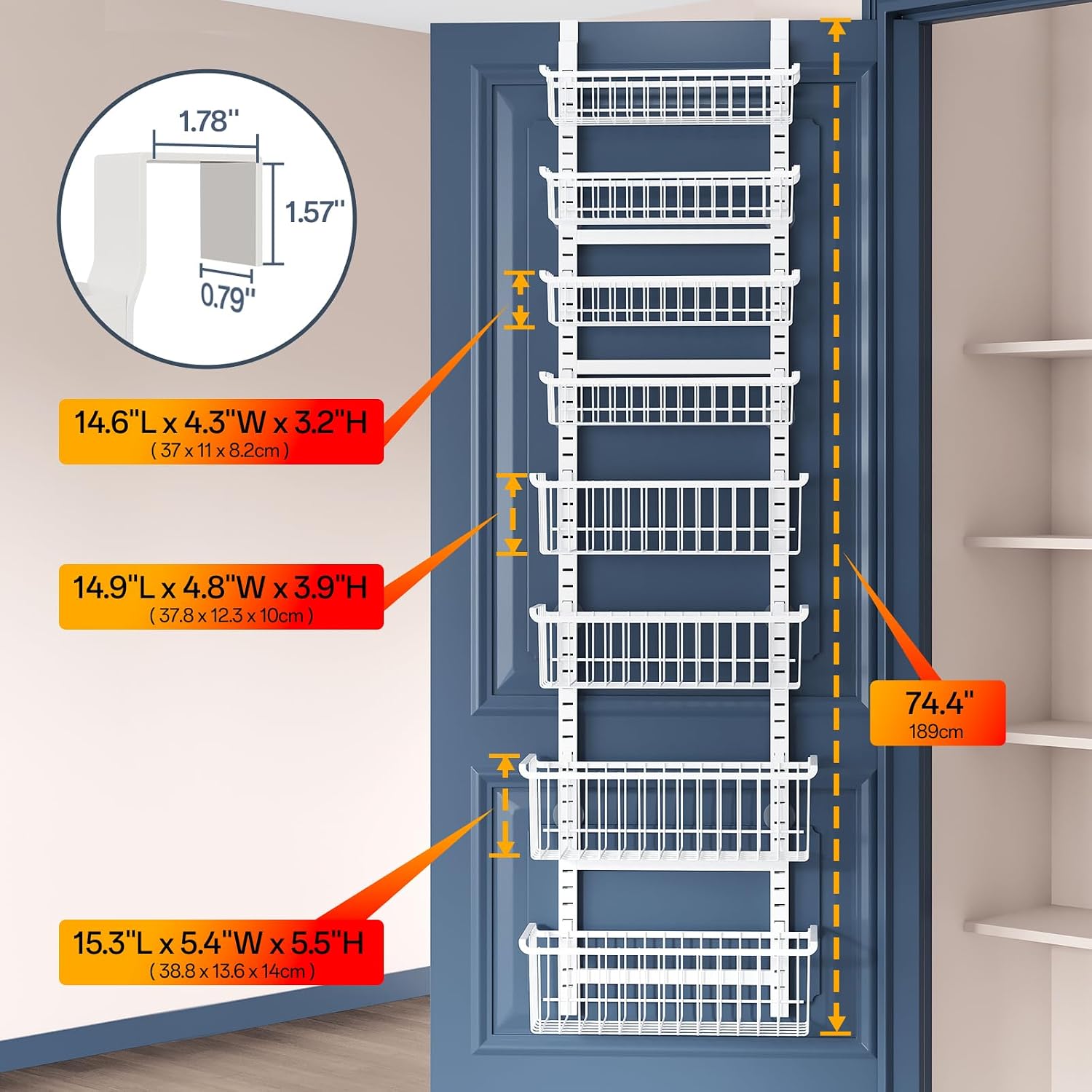 Detalle de Over The Door Pantry Organizer 8-Tier
