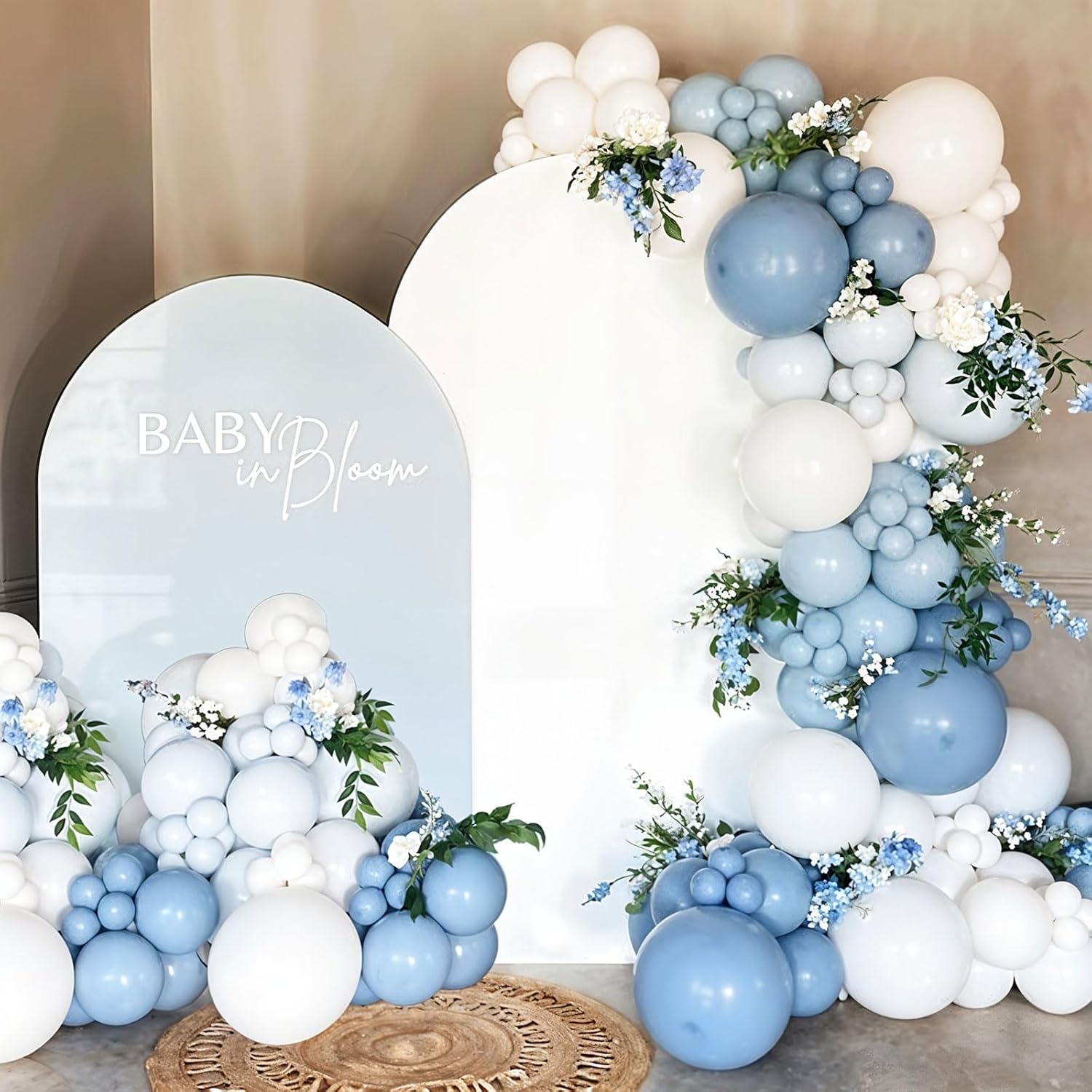 Thumbnail 2 de Dusty Blue Balloons Set — 60-Pack, 12-Inch Fog Slate & Matte White Latex Balloons for Baby Showers, Weddings, and Celebrations