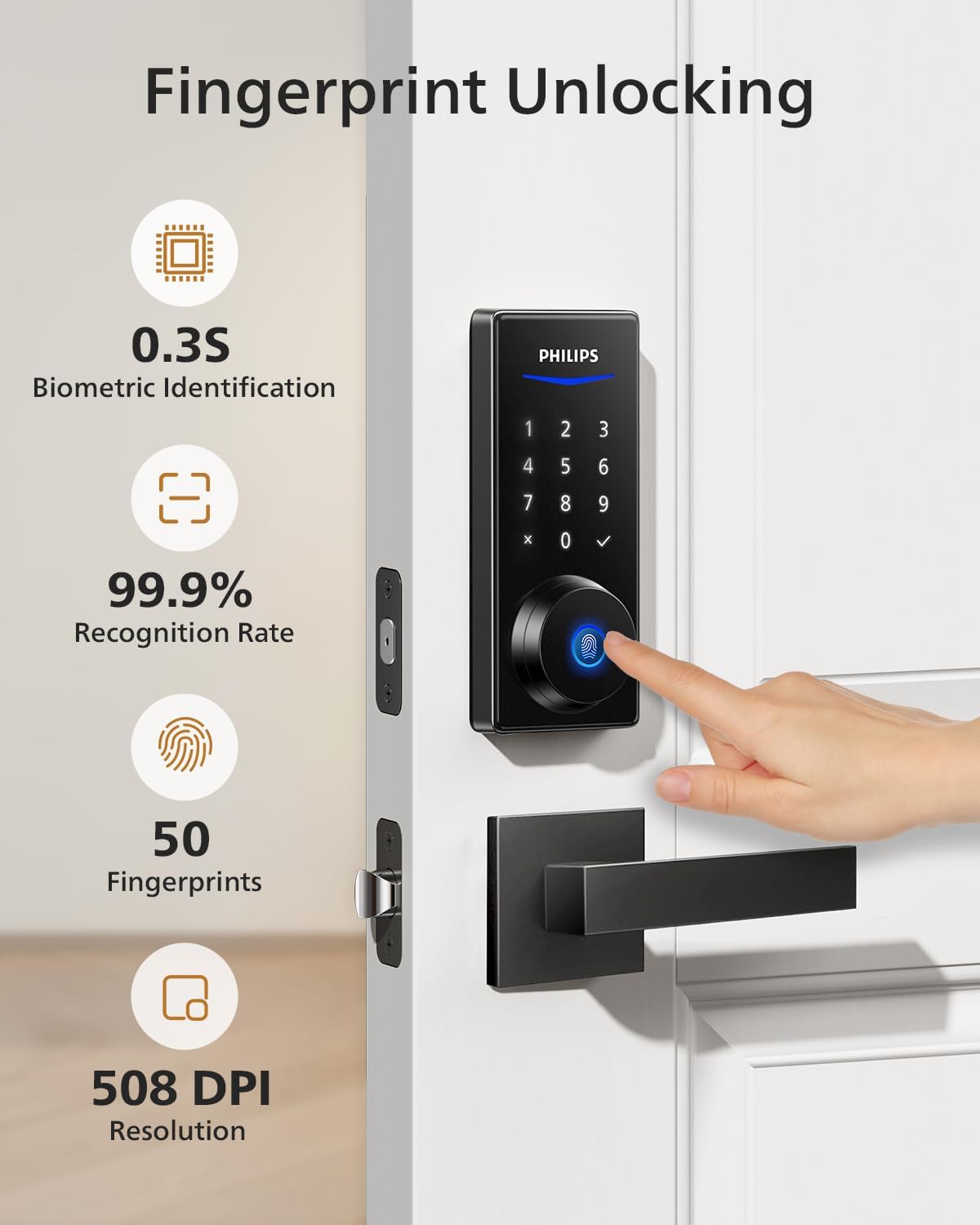 Detalle de Philips Smart Deadbolt Lock Set with Fingerprint Unlock