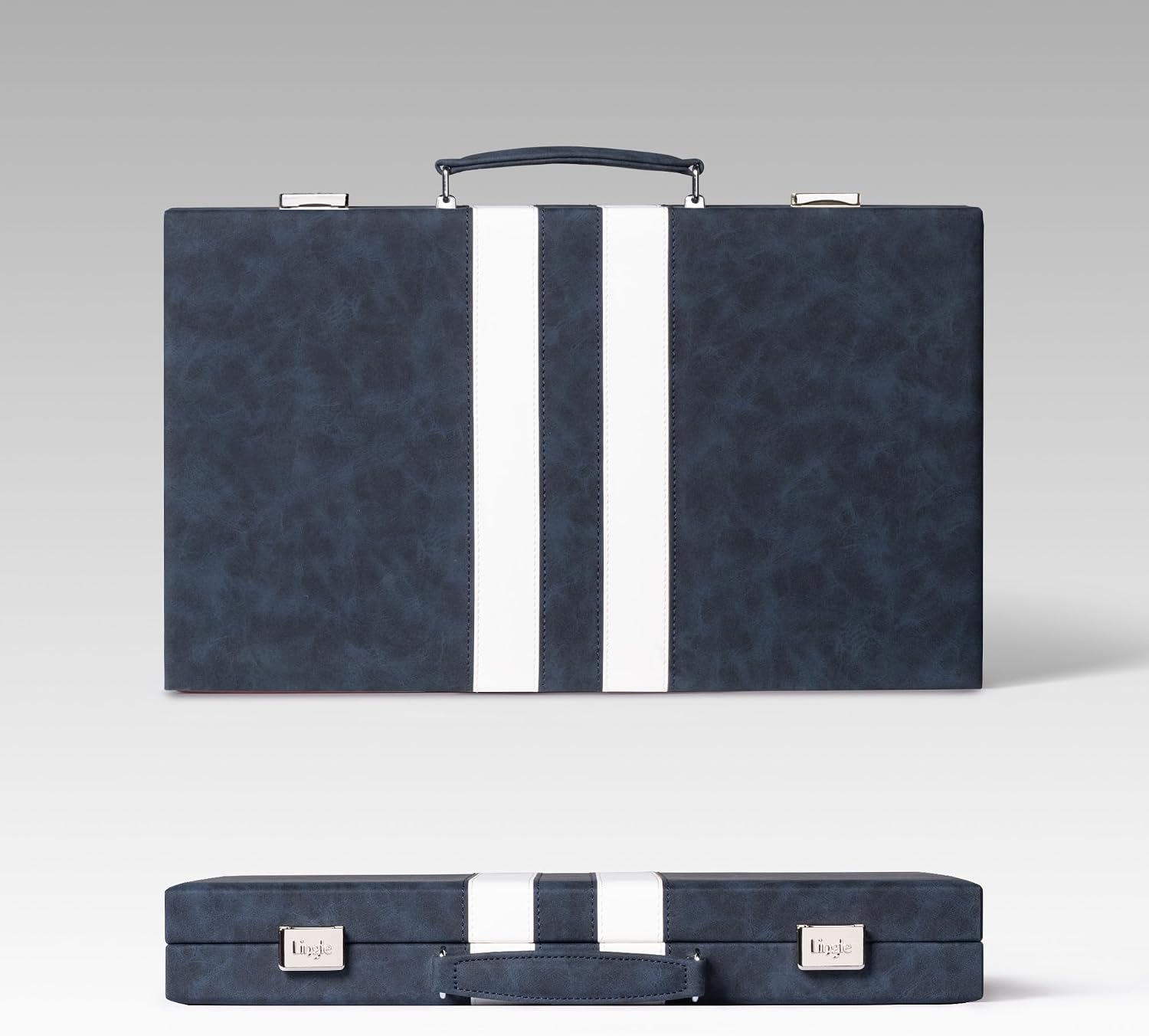 Detalle de Lingle 15-inch Backgammon Set for Adults with Folding Faux Leather Case (Blue)