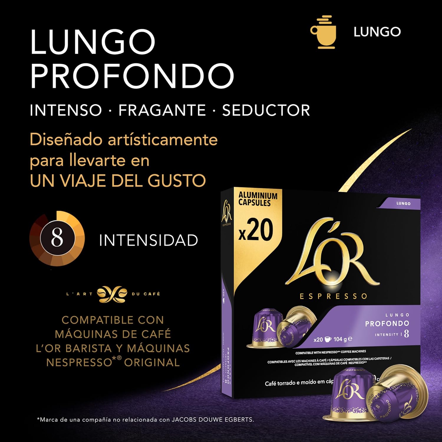 Detalle 1 de L'OR Espresso Lungo Profondo | 200 Cápsulas Nespresso