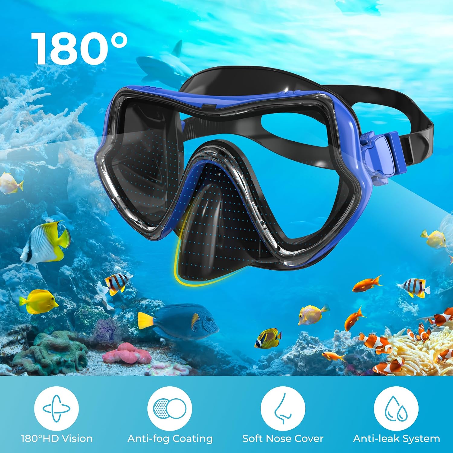 Detalle de G2RISE SN02 Snorkel Set Adults — Dry Top, Breath Easy Airflow Tech (2-Pack)
