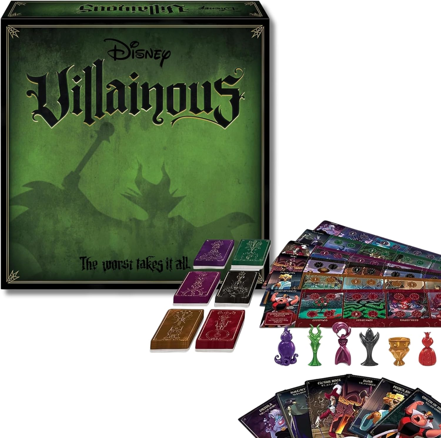 Detalle de Ravensburger Disney Villainous (edición en castellano) – juego de mesa de villanos para 2 a 6 jugadores, +10 años