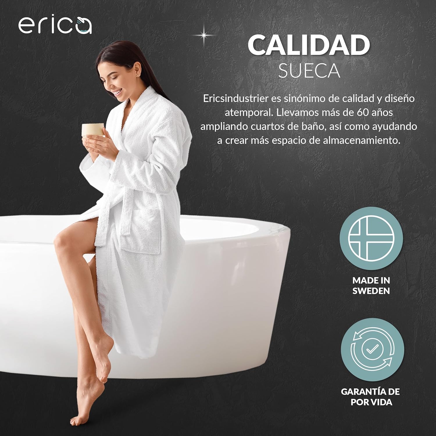 Thumbnail 5 de Erica Barra de Ducha 85x95cm Inoxidable 🛁 Sin Fijación