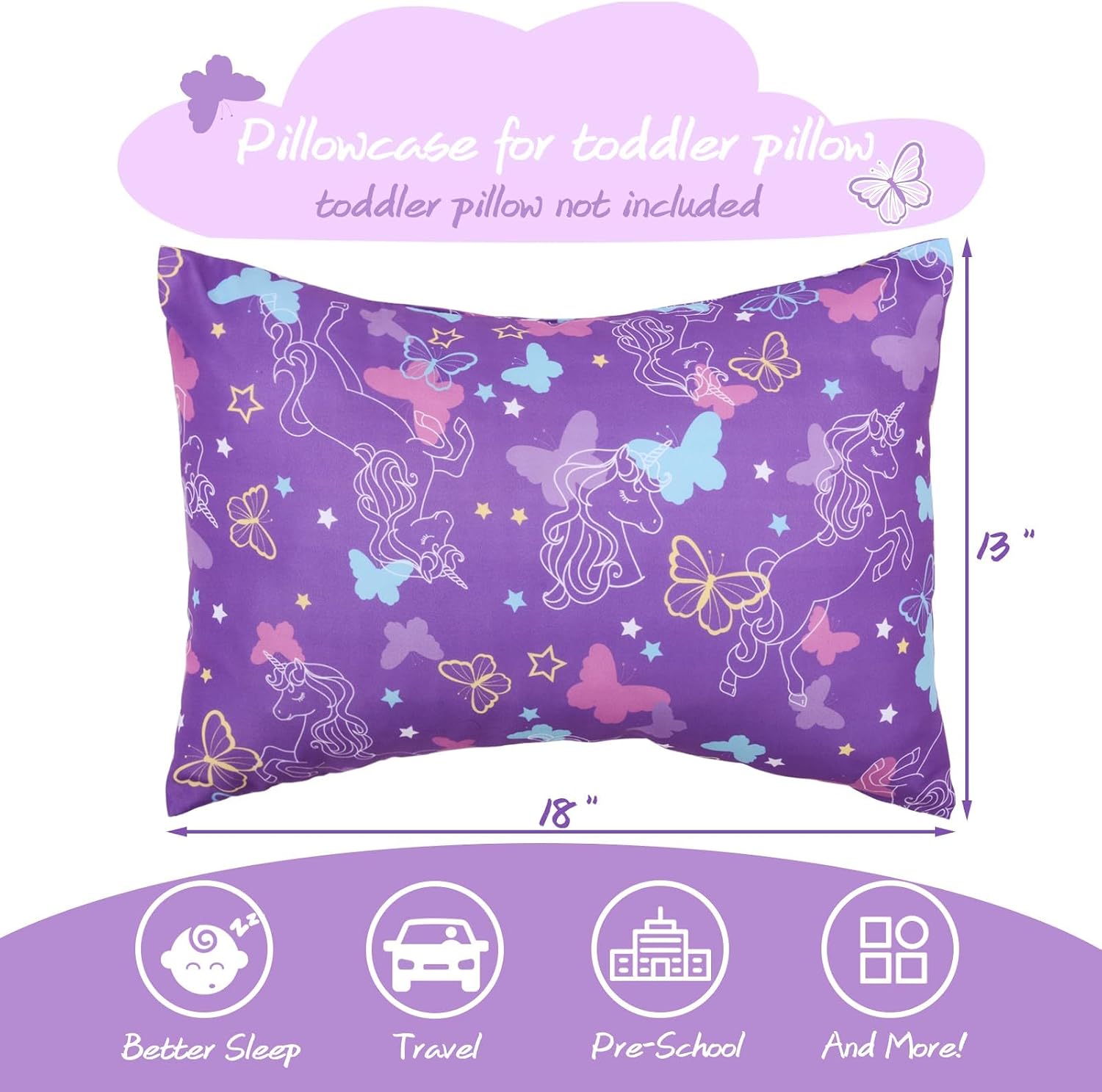 Detalle de JISEN Toddler Pillowcases for Boys – Aircraft Design, 2 Pack (33x46cm / 30x40cm / 35x48cm) in Blue & White