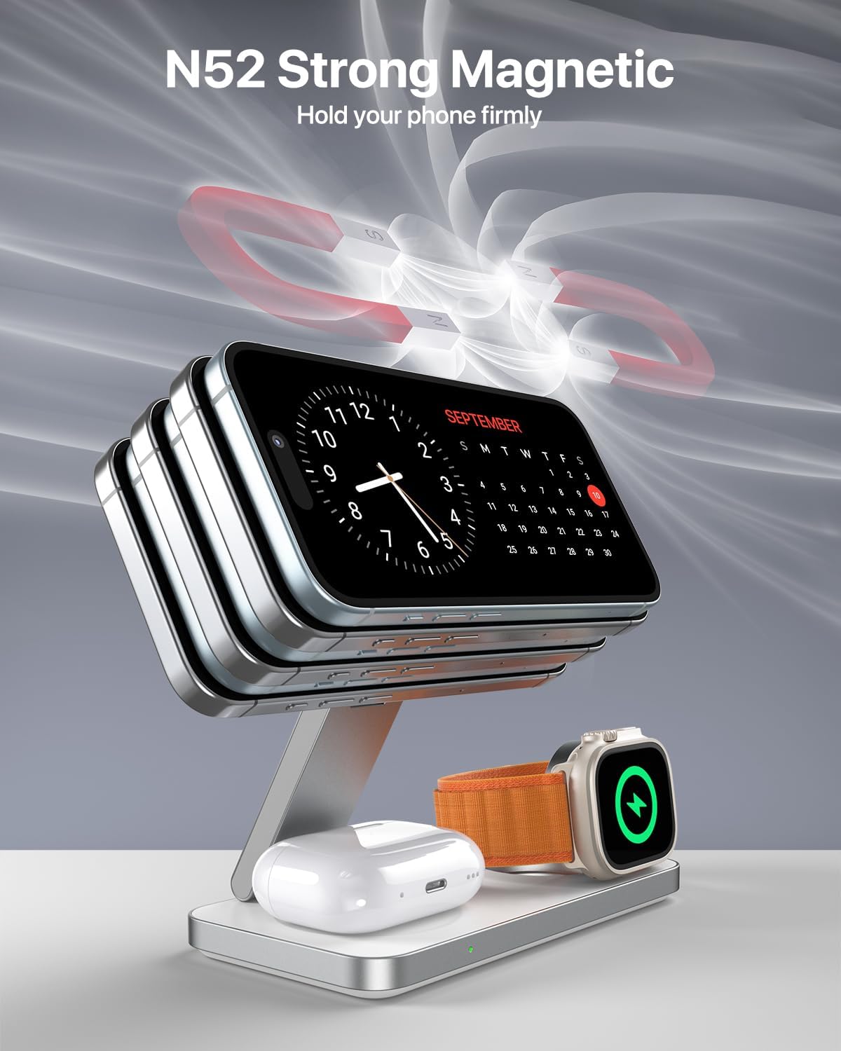 Thumbnail 6 de EXW 3 in 1 Magnetic Wireless Charging Station with MagSafe Alignment (20W Adapter Included) – White