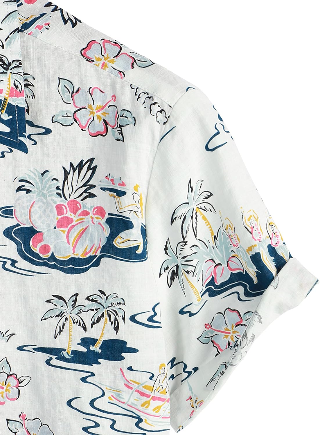 Detalle de VATPAVE Herren Hawaii Hemd Kurzarm – Blumenprint, Regular Fit