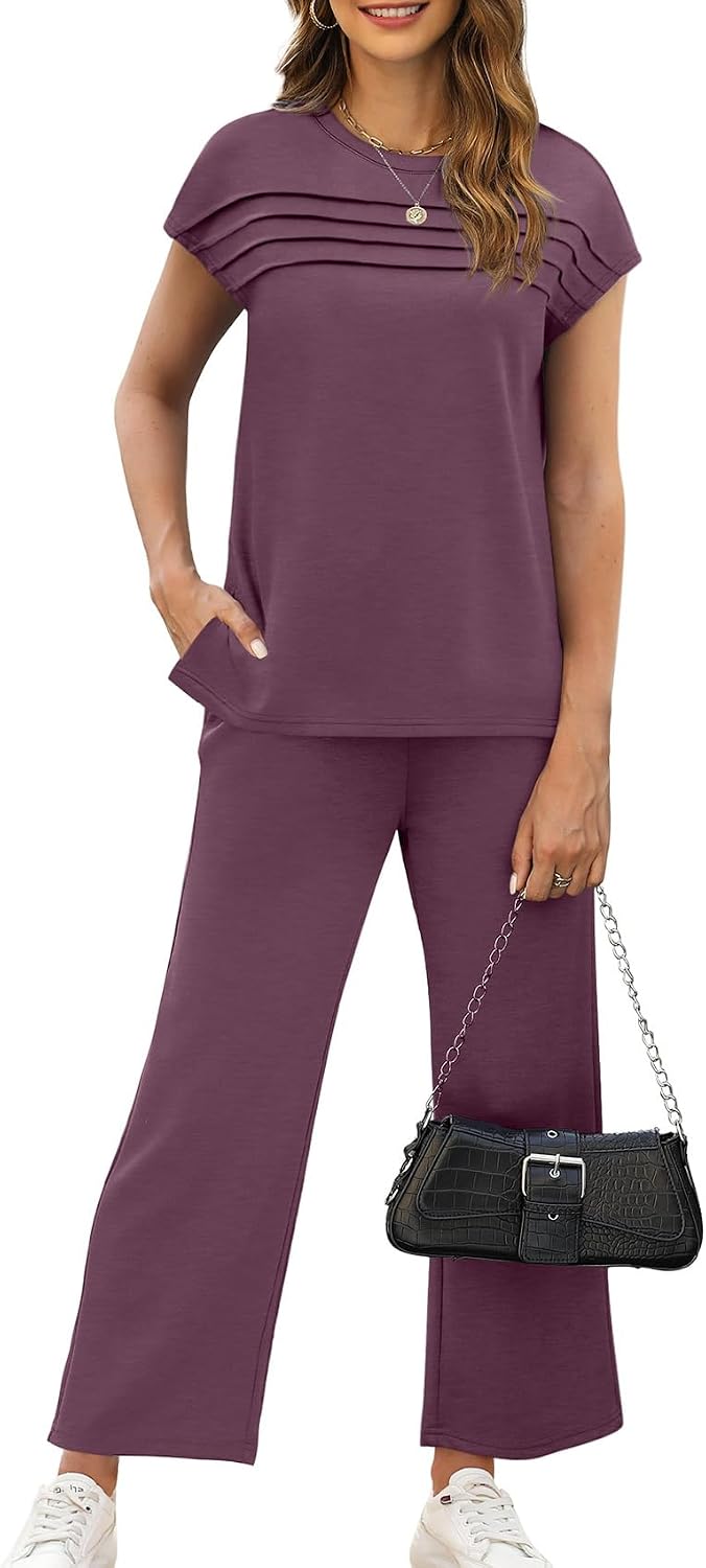 Thumbnail 1 de WIHOLL Two Piece Sets for Women — Lightweight Cap Sleeve Set with Wide Leg Pants