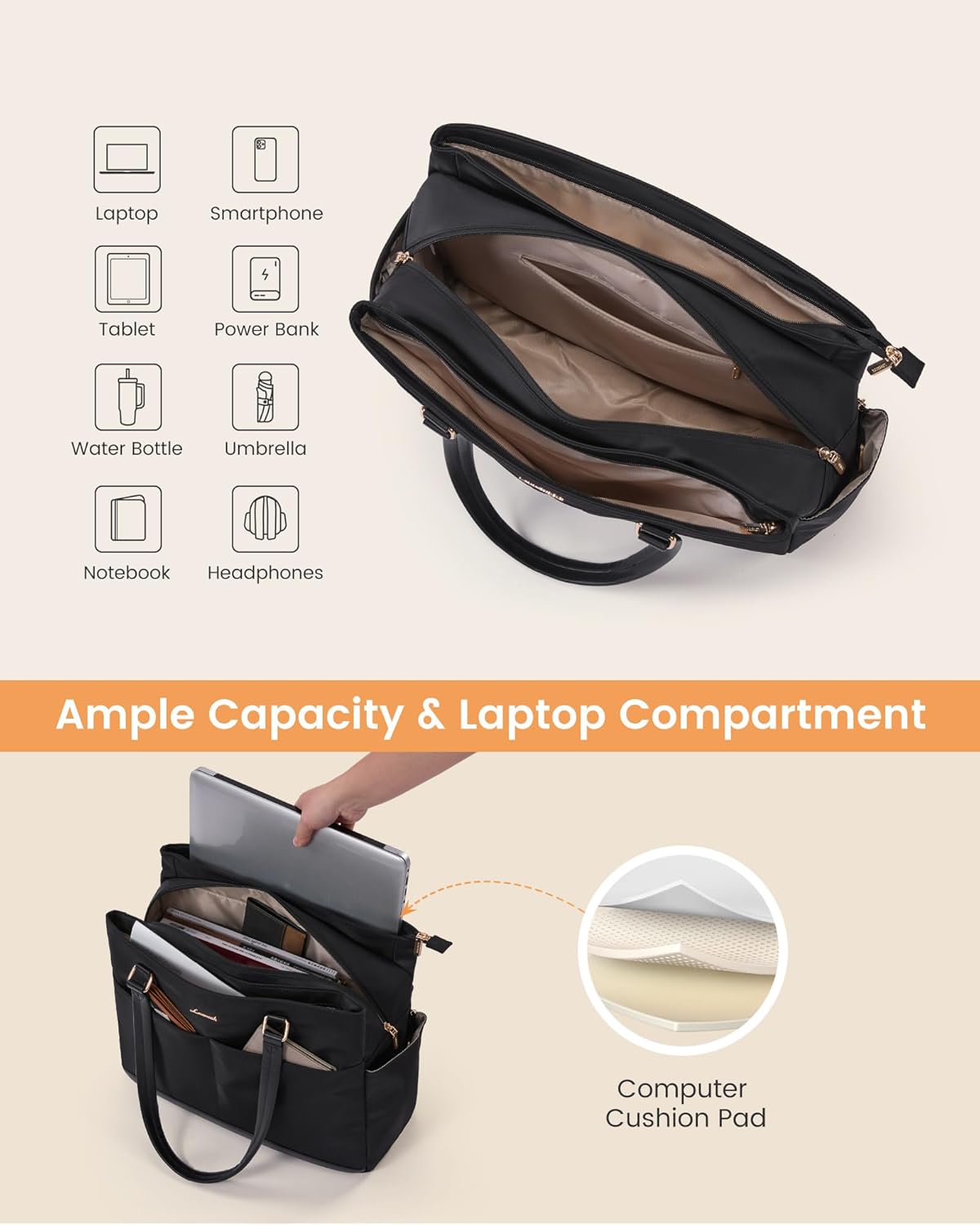 Thumbnail 4 de LOVEVOOK Laptoptasche 15.6 Zoll Handtasche