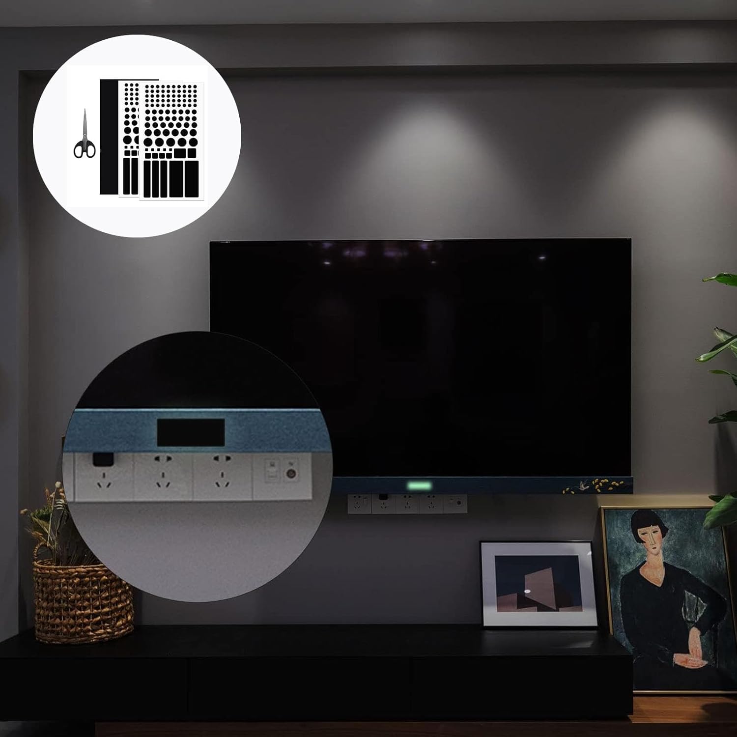 Detalle de Light Blocking LED Covers: Blackout Stickers for Electronics (2 Cut Out + 1 Uncut)