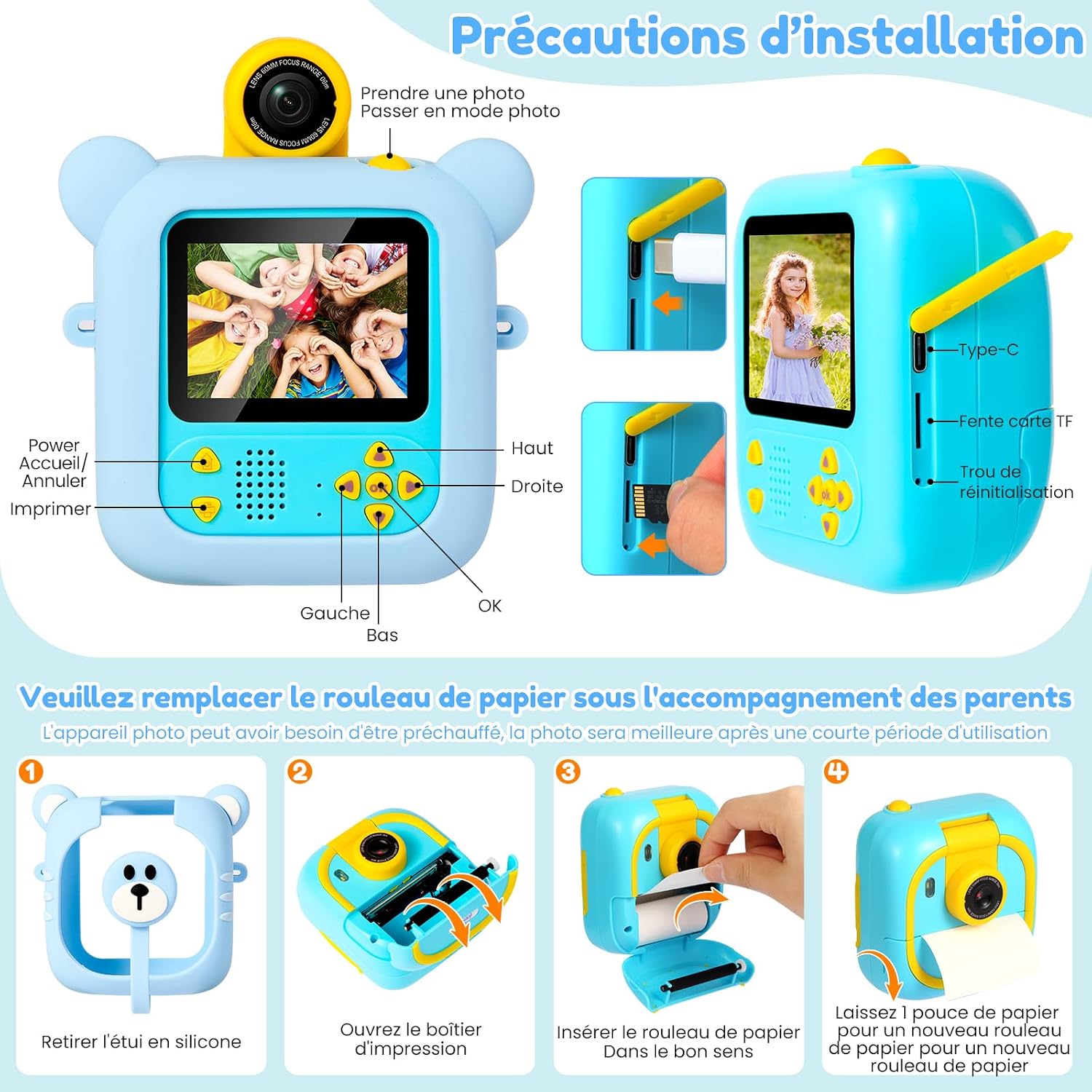 Thumbnail 5 de ARNSSIEN Appareil Photo Instantané Enfant M2 – Écran 2,4'' et Objectif Rotatif 180°