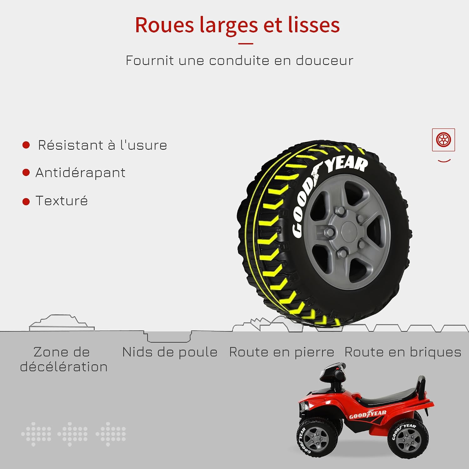 Detalle de HOMCOM 370-108RD kinderquad met led-koplampen en claxon