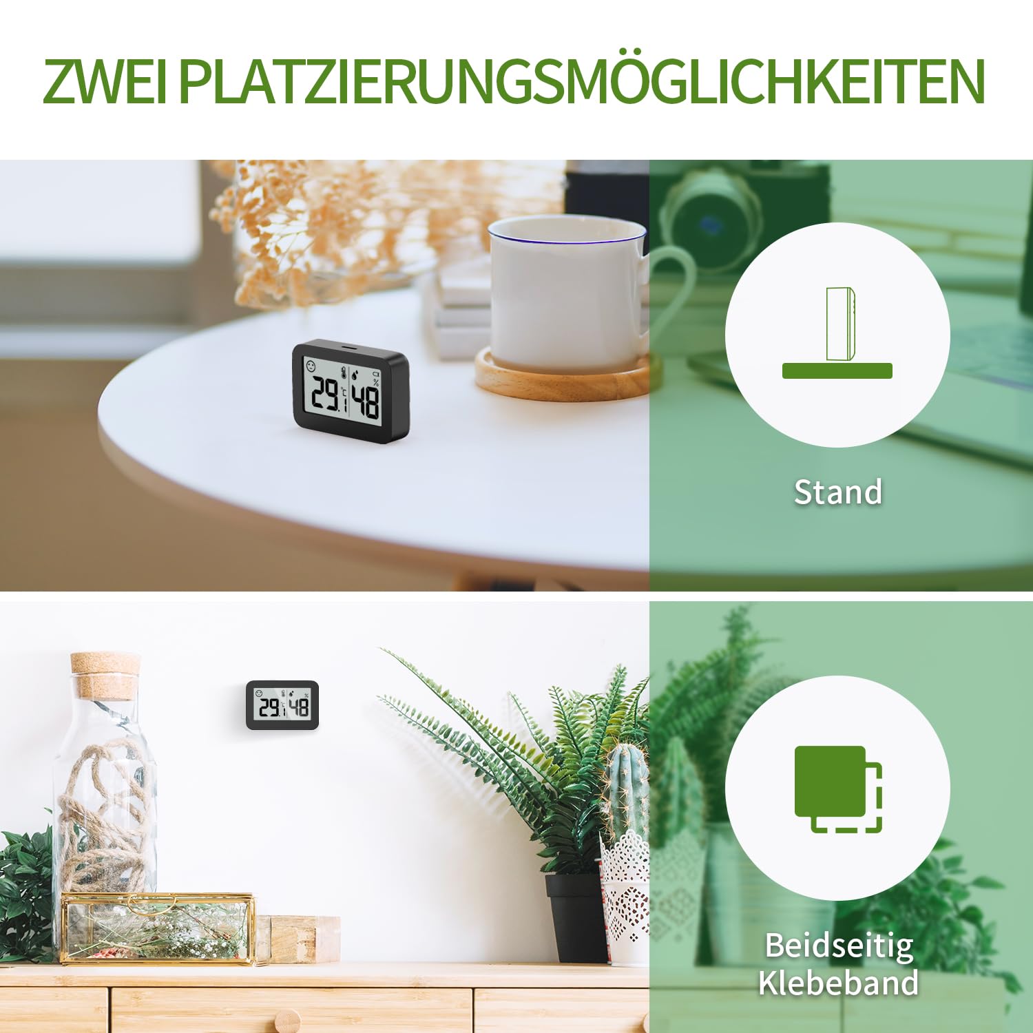 Detalle 2 de DOOMAY Mini-Hygrometer- / Innenthermometer mit digitaler Luftfeuchte und °C/°F-Schalter