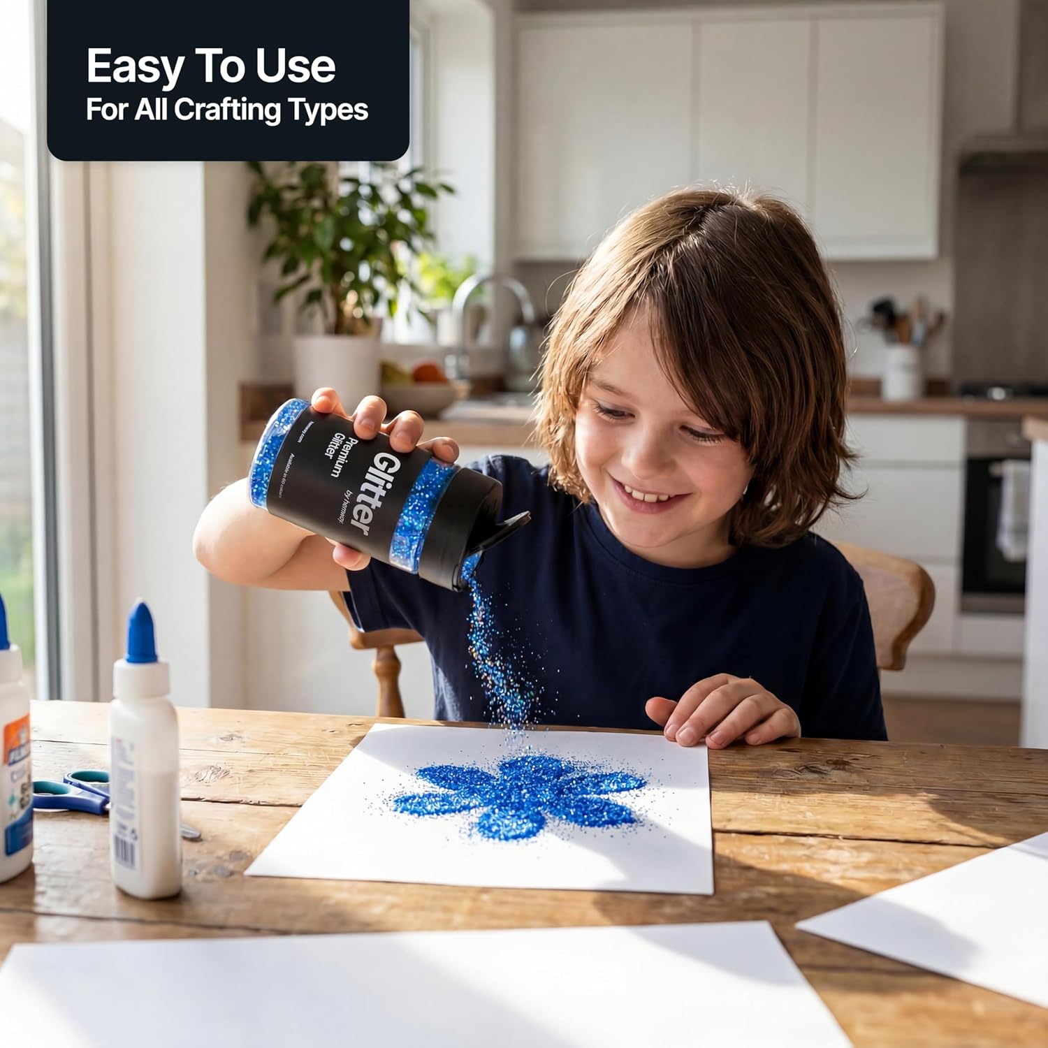 Thumbnail 2 de Hemway Sapphire Blue Glitter Shaker 130g – Extra Chunky, Multi-Purpose Craft Glitter