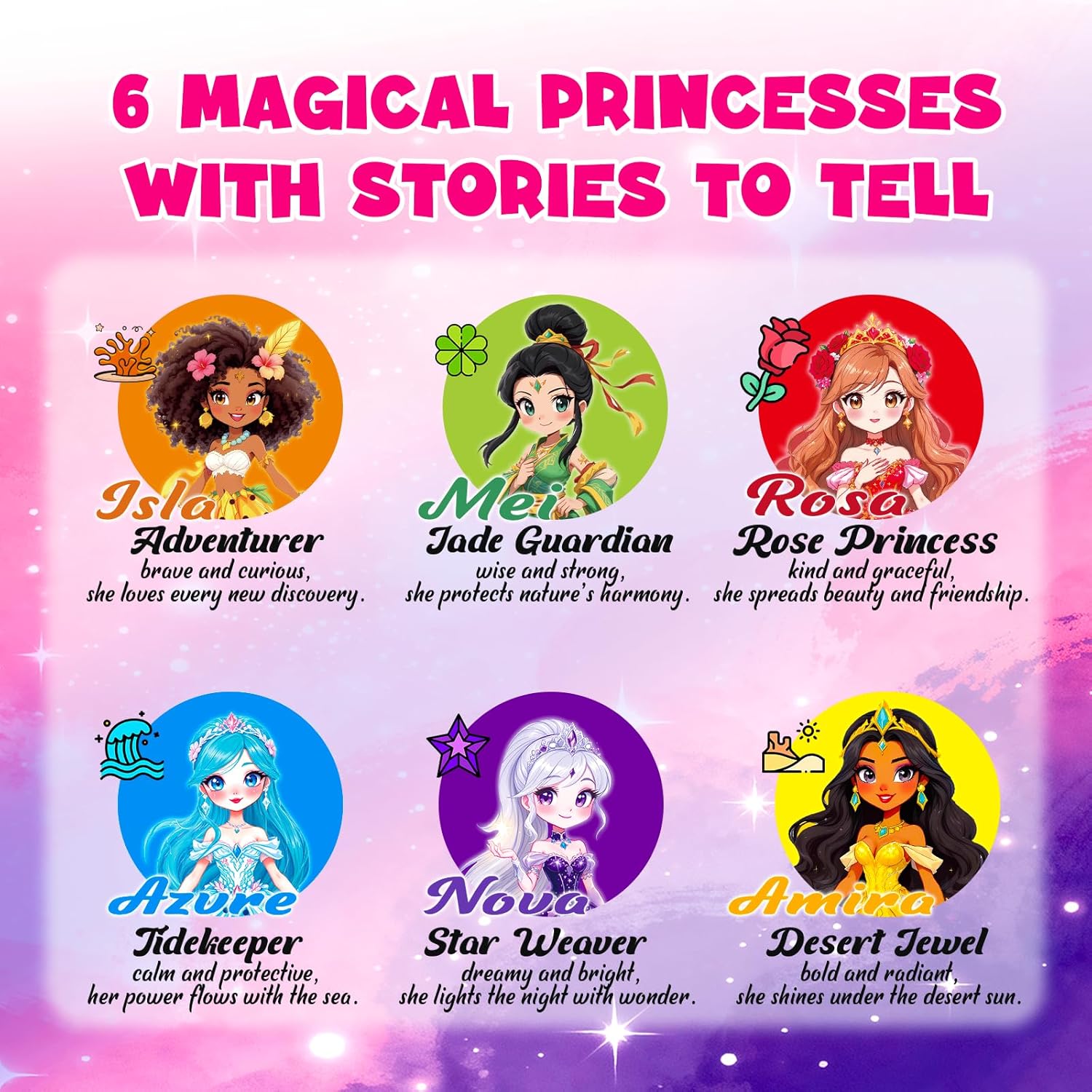 Detalle de TwinkleCharm Princess Flower Craft Kit – 6 Named Princesses with 800+ Fabric Flowers