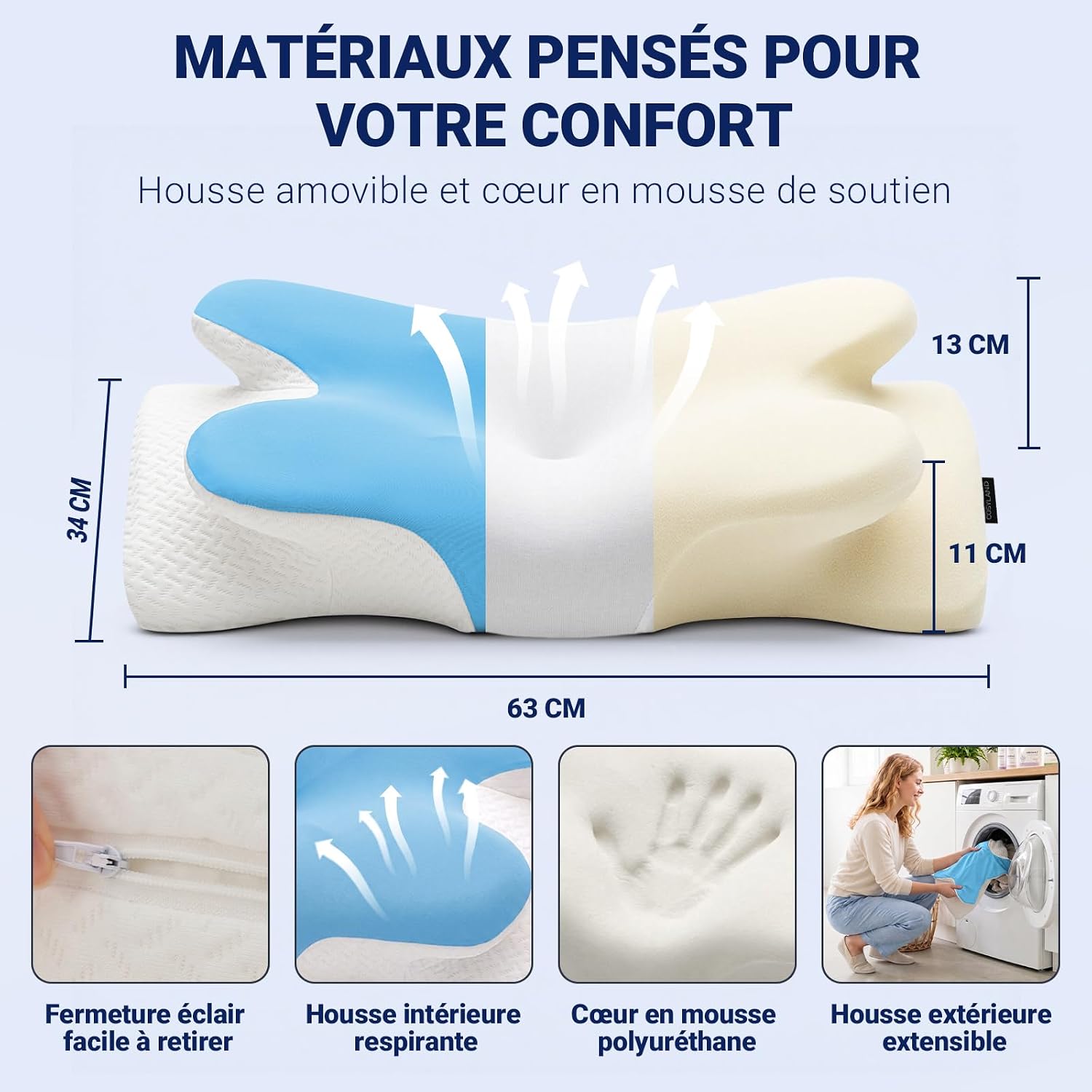 Thumbnail 3 de COSYLAND Oreiller de nuque en mousse à mémoire de forme — Coussin orthopédique et ergonomique