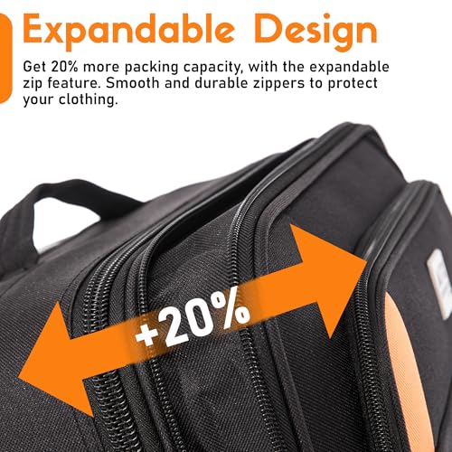 Detalle de ATX Luggage Large Expandable Soft Shell Suitcase (120L, 77x49x30 cm) with 3-Digit Lock and 2 Wheels