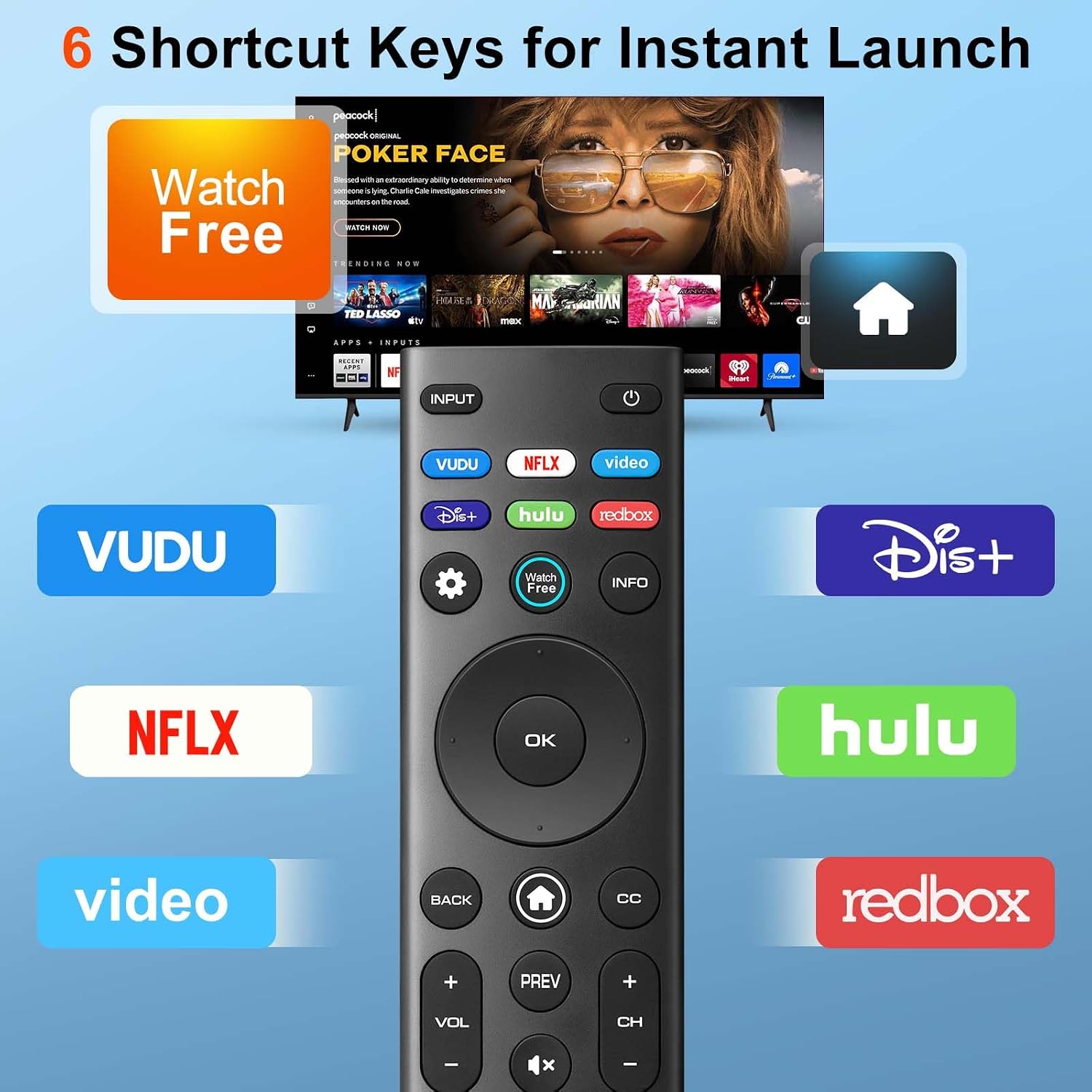 Detalle 2 de VIZIO XRT140 Universal TV Remote for 4K TVs