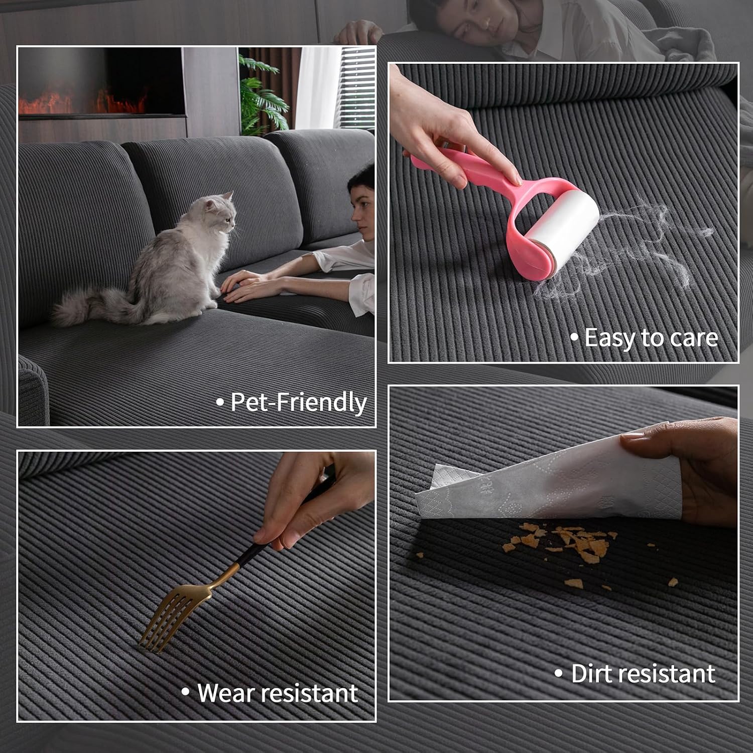 Detalle de OHSIO Sectional Sofa Cover 3-piece set ๐