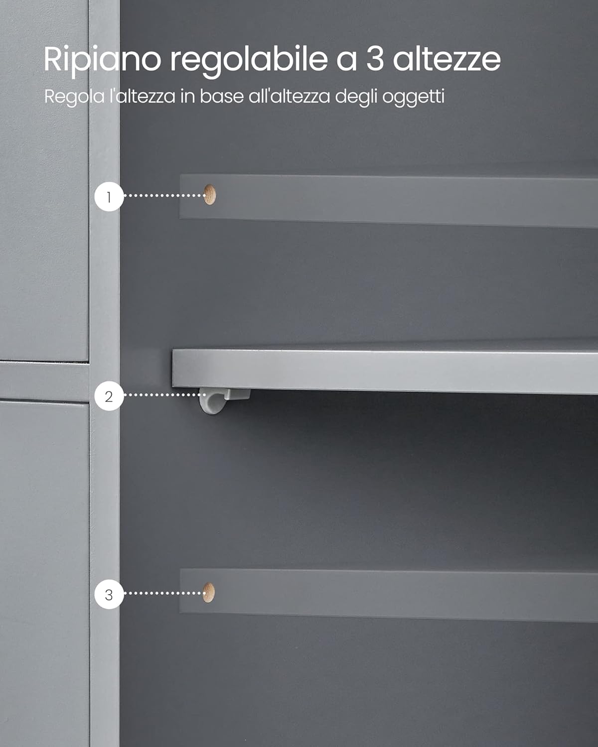 Thumbnail 5 de VASAGLE Mobile da Bagno LHC041P36: mobiletto stretto con 4 cassetti in Grigio Tortora