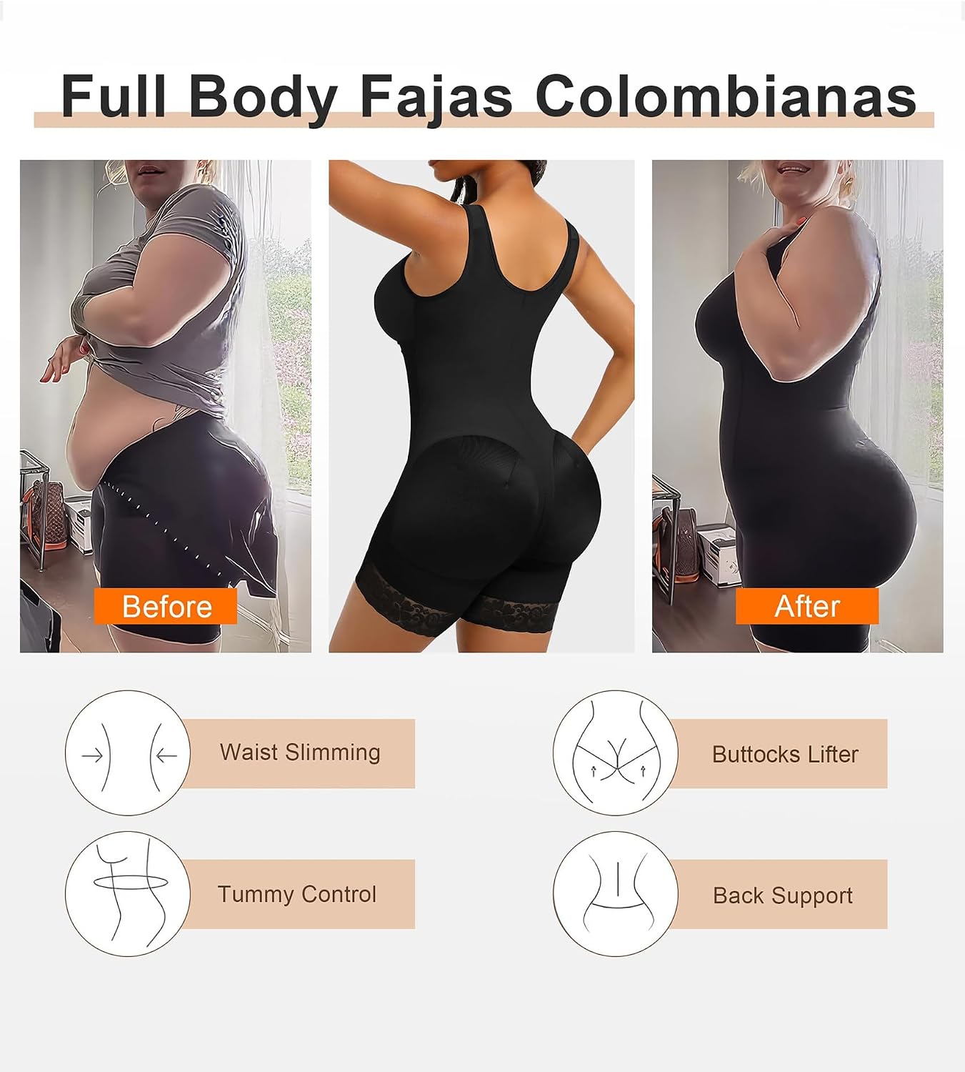 Thumbnail 4 de SHAPERX Women’s Colombian Fajas Tummy Control Bodysuit