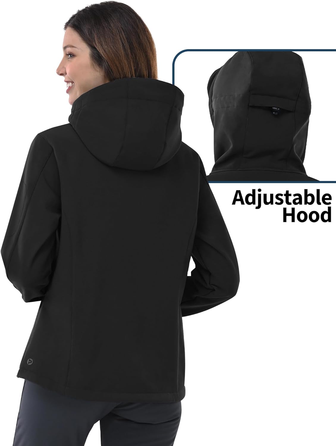 Detalle de Outdoor Ventures Damen Softshelljacke: Wasserdichte, atmungsaktive Übergangsjacke mit Kapuze
