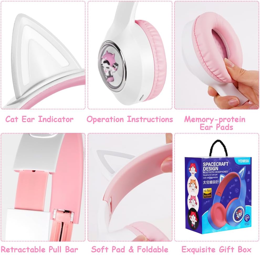 Thumbnail 2 de AXFEE Katzenohren Kinderkopfhörer Bluetooth 5.3 Weiß