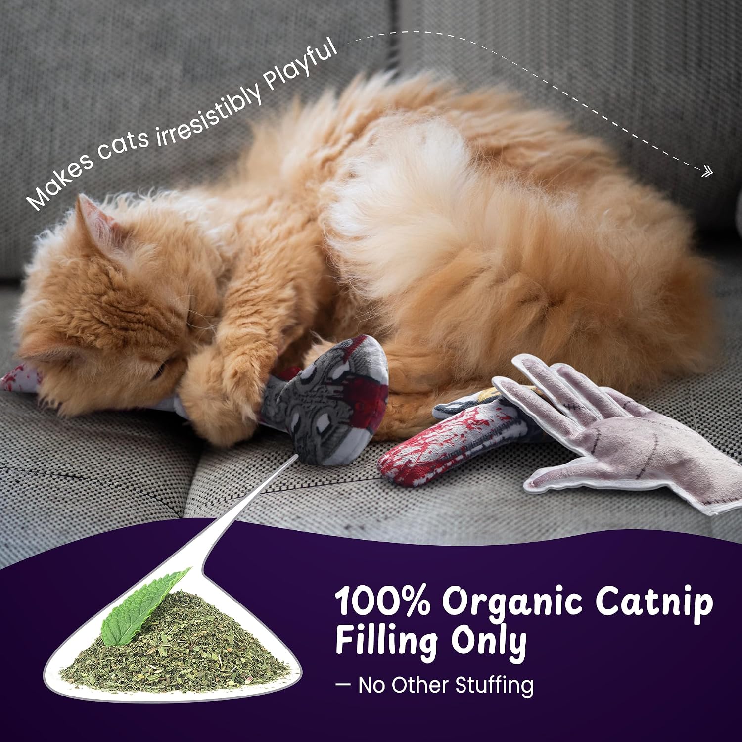 Detalle de PURETOY CT-5PC Halloween Catnip Toys, 5-Piece Crinkle Cat Toy Set