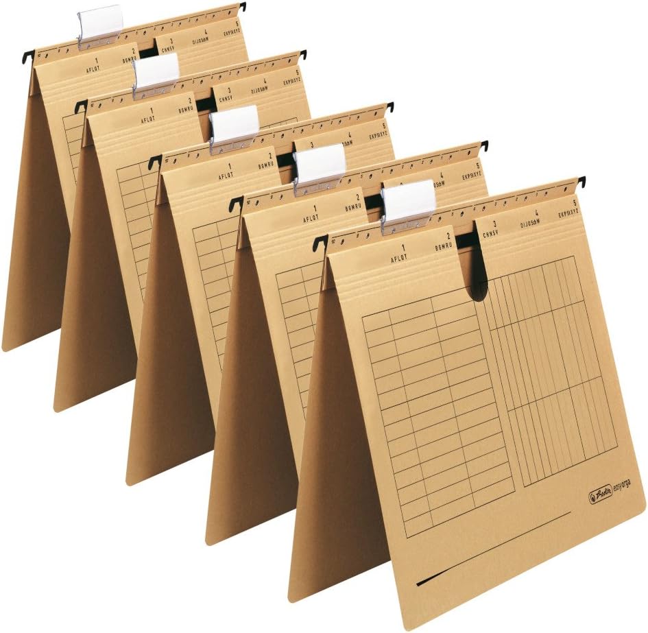 Detalle de herlitz 5874755 hängmappar i kartong, A4, flerfärgade, 5-pack