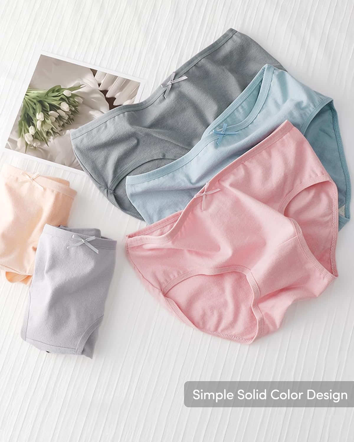 Detalle 2 de Domee Mädchen-Slips 8er-Pack aus Baumwolle mit Elasthan (rosa, blau, weiß)