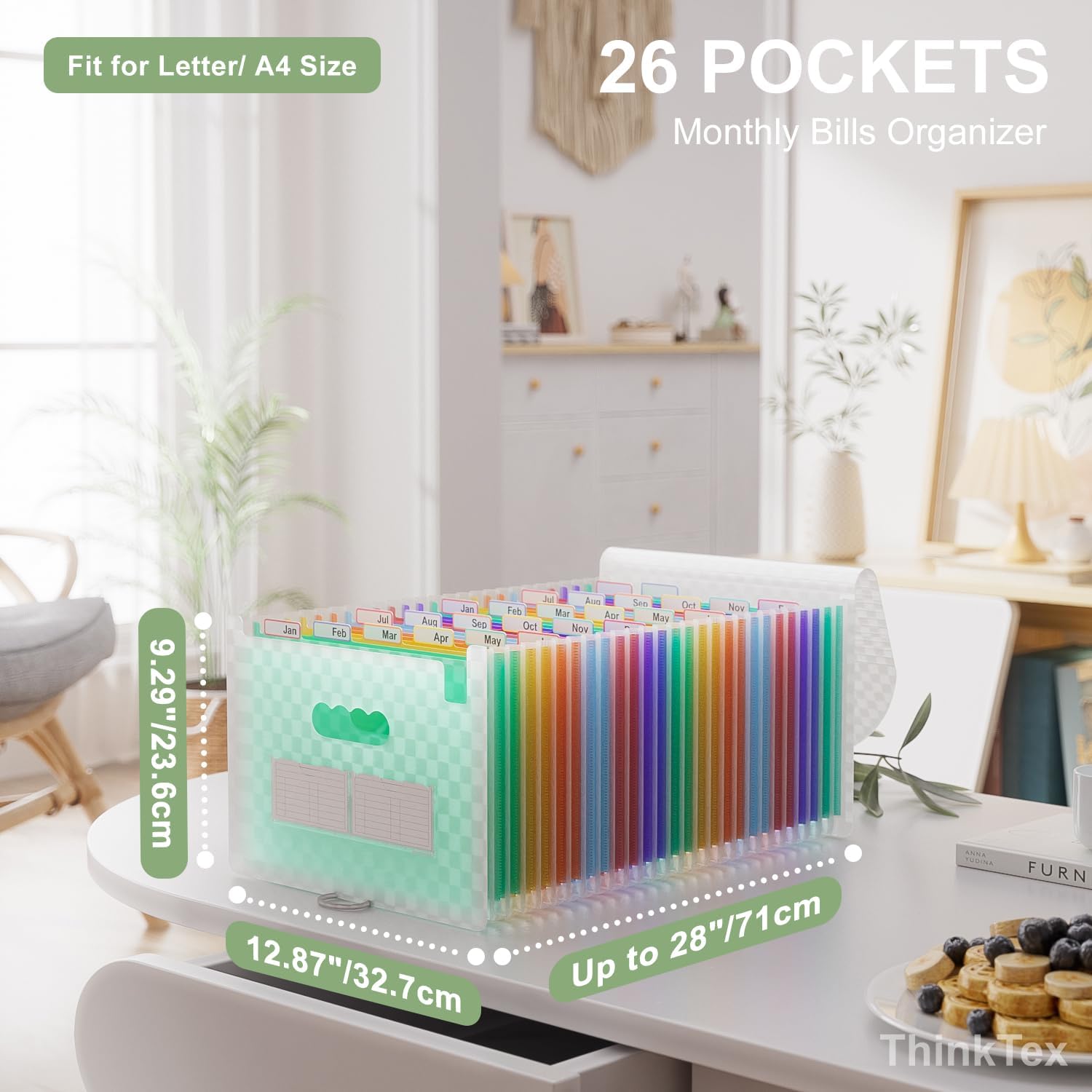 Thumbnail 1 de ThinkTex Accordion File Organiser (26 Pockets) for Letter/A4 documents