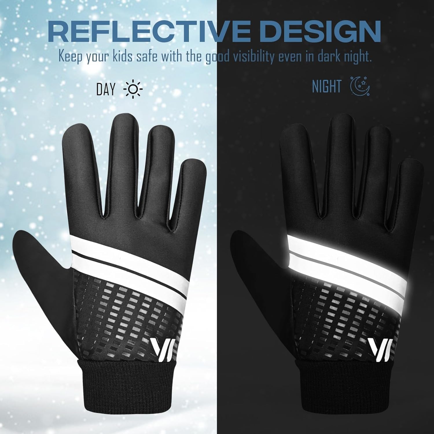 Detalle 2 de WESTWOOD FOX Gants d'hiver pour enfants — Mitaines imperméables, isolation thermique et prise en main tactile