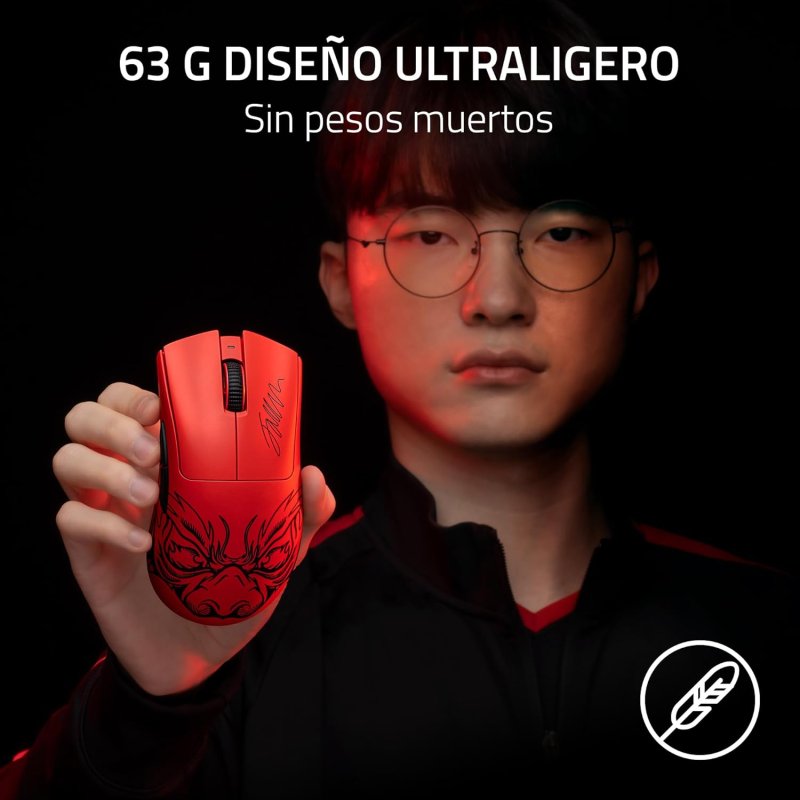 Detalle 2 de Razer DeathAdder V3 Pro Faker Edition: ratón gaming inalámbrico ultraligero para esports
