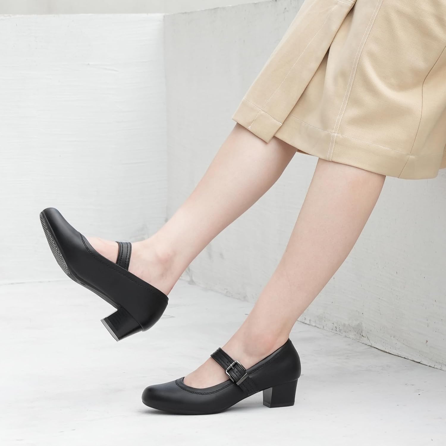 Detalle 2 de Ortho + Rest Damen Mary Janes Pumps für Hallux Valgus – orthopädische Low-Chunky-Heels