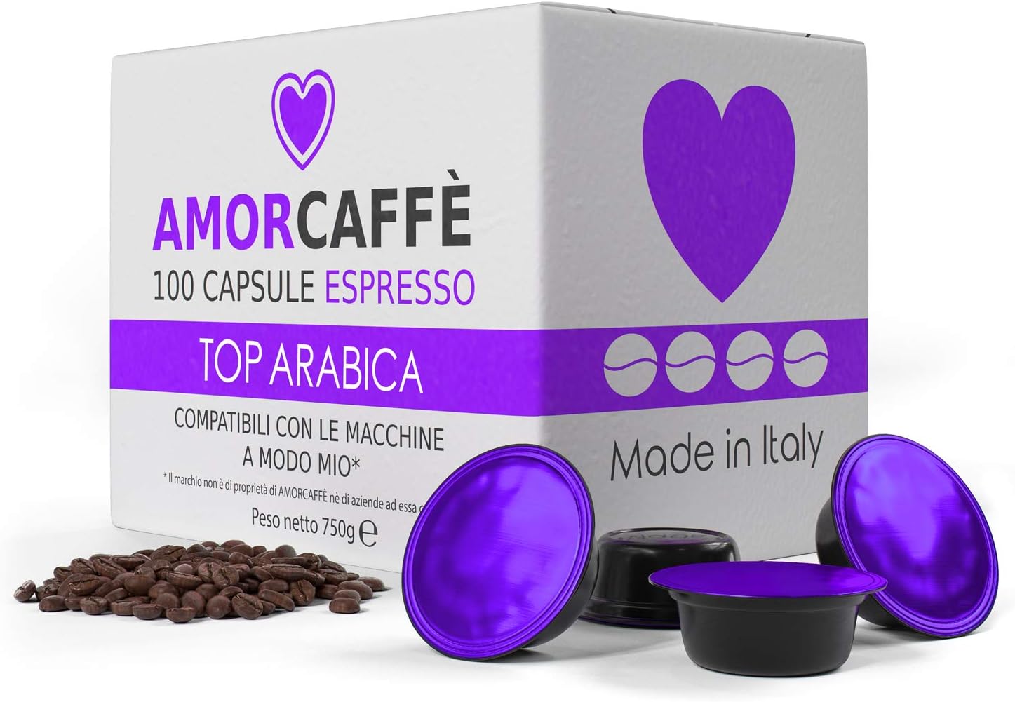 Detalle de Amorcaffe 100 Coffee Capsules for Lavazza A Modo Mio: Intenso Special with Flores & Alta Mogiana