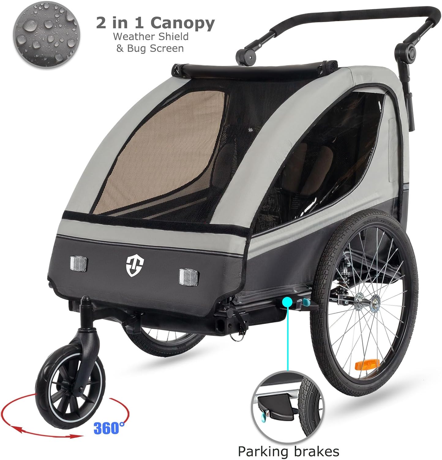 Thumbnail 1 de Tiggo VS 2-in-1 Fahrradanhänger & Buggy-Set (360° drehbar, Federung) für 1–2 Kinder bis max. 40 kg