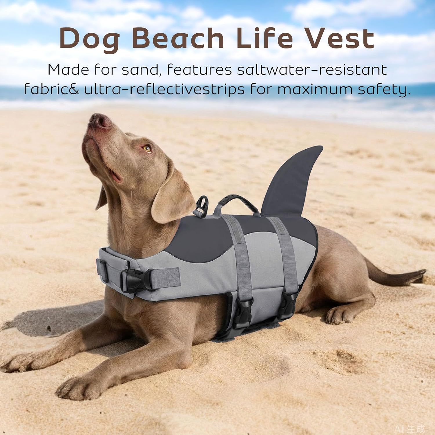 Thumbnail 4 de CITÉTOILE Dog Life Jacket Shark Costume XL
